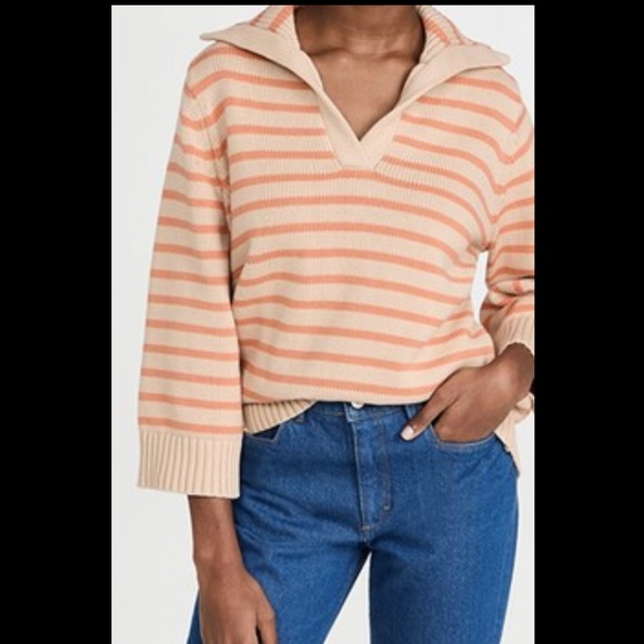 NEW $295 Demy Lee "Leigh" Striped Cotton Polo Sweater - Picture 3 of 13